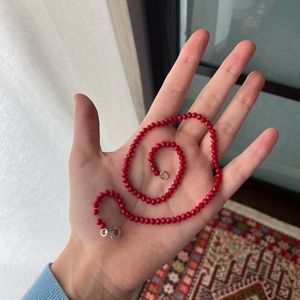 Red Beaded Choker Necklace Brandy Melville